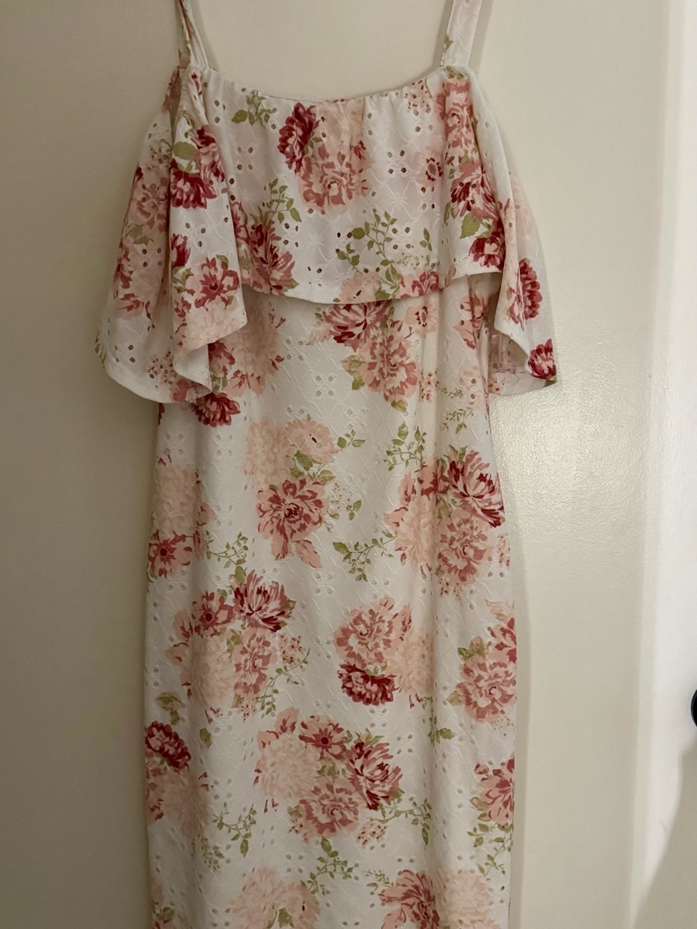 Circle T White Eyelet Maxi Dress with Blush and Rose Floral Print
